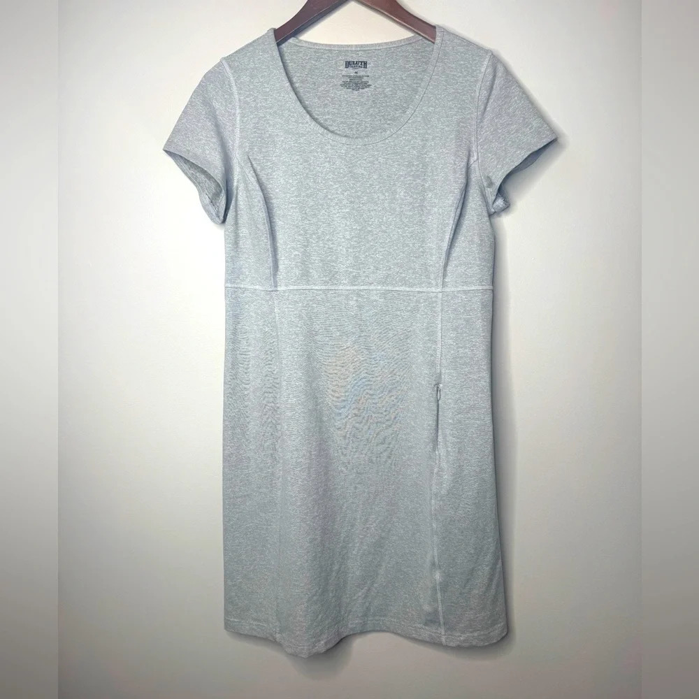 Duluth Trading Light‎ Gray Space Dye Short Sleeve Athletic Athleisure Dress